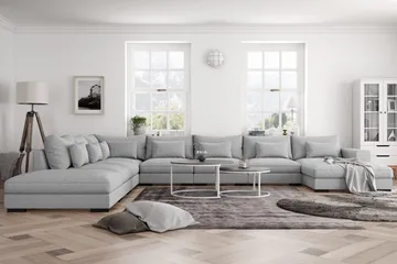 Dubai U-modulsoffa Large med Divan Höger Extra Djup - Ljusgrå - Products - Möbler - Soffa - Modulsoffa - Komplett modulsoffa
