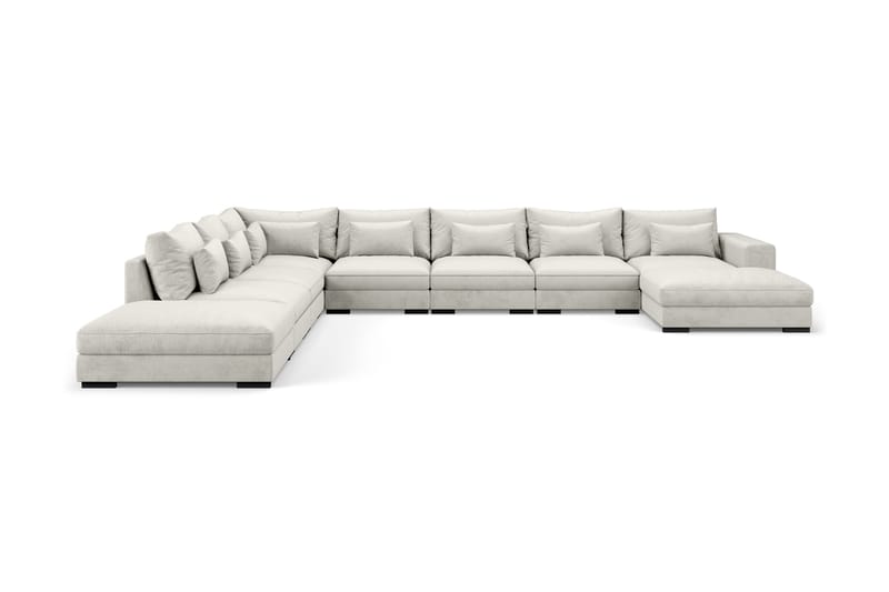 Dubai U-modulsoffa Large med Divan Höger Sammet Extra Djup, Vit