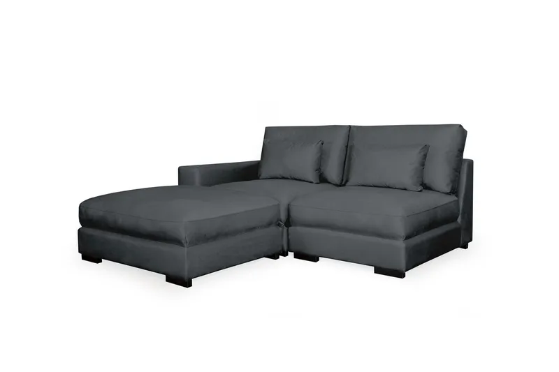 Dubai Divansoffa Vänster Sammet Extra Djup - Mörkgrå - Products - Möbler - Soffa - Modulsoffa - Komplett modulsoffa