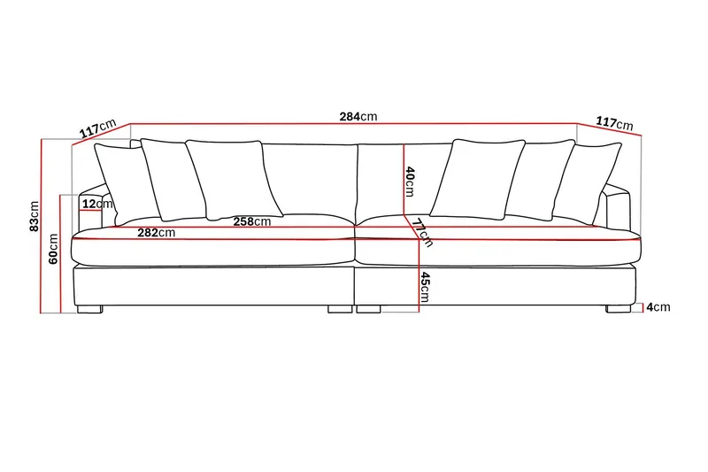 Rossita Lyx 4-sits Extra djup Soffa i Chenille - Ljusgrå - Products - Möbler - Soffa - 4 sits soffa