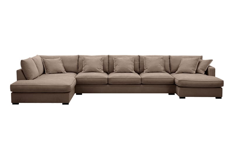 Rossita Lyx 6-sits Högervänd U-formad Extra djup Soffa med Divan och Schäslong i Tyg - Mörkbrun - Products - Möbler - Soffa - U-soffa