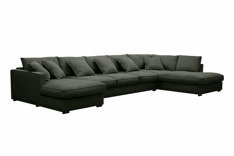 Rossita Lyx 6-sits Vänstervänd U-formad Extra djup Soffa med Divan och Schäslong i Manchester - Mörkgrön - Products - Möbler - Soffa - U-soffa