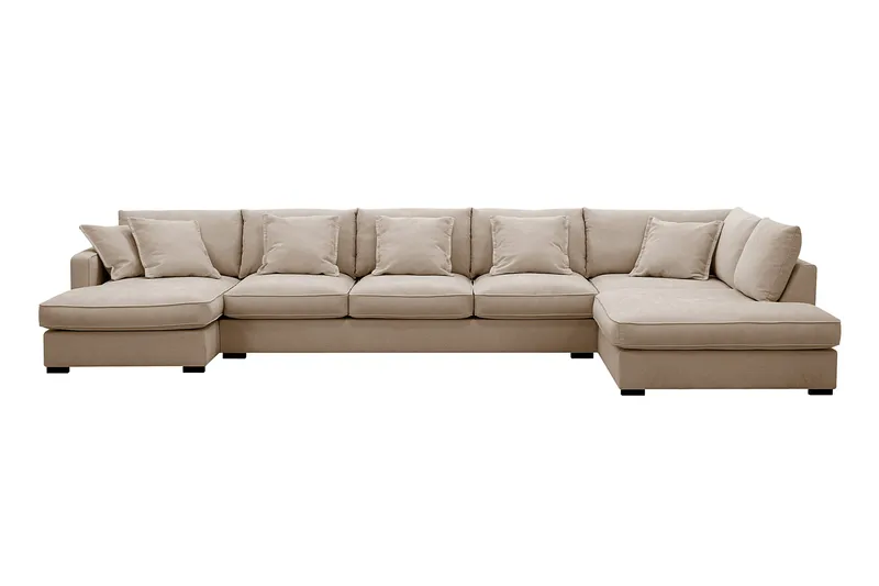 Rossita Lyx 6-sits Vänstervänd U-formad Extra djup Soffa med Divan och Schäslong i Tyg - Ljusbrun - Products - Möbler - Soffa - U-soffa