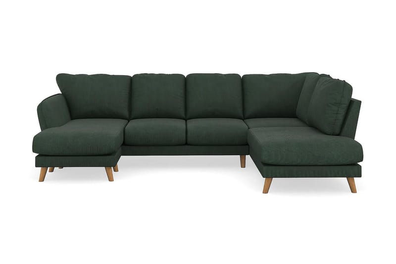 Trend Lyx 4-sits Högervänd U-formad Soffa med Divan och Schäslong i Manchester, Mörkgrön