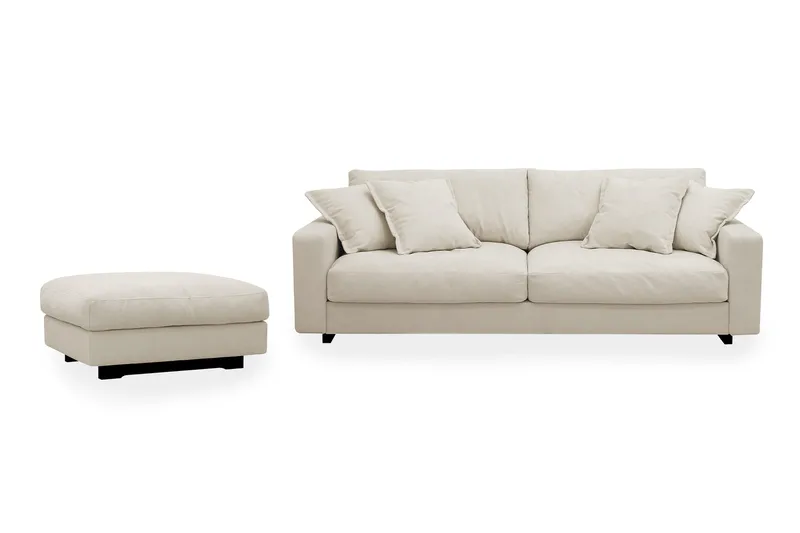 Valencia Soffgrupp Extra Djup 3-sits Soffa + Fotpall i Chenille, Beige