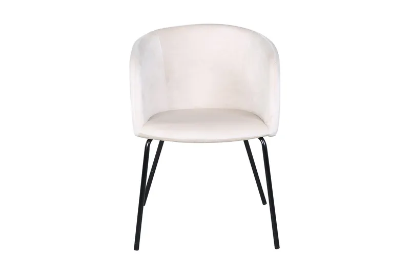 Berit Karmstol Sammet med Armstöd - Vit med svarta ben - Products - Möbler - Fåtölj & stolar - Matstol & köksstol