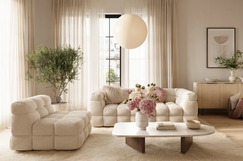 Elise Bubblig Fåtölj - Beige Teddy - Products - Möbler - Fåtölj & stolar - Fåtölj - Fåtölj utan armstöd