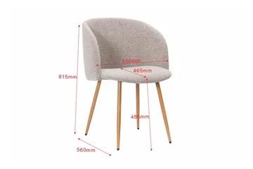 Greya Matstol med armstöd - Greige Bouclé/Metallben Ek - Products - Möbler - Fåtölj & stolar - Karmstol