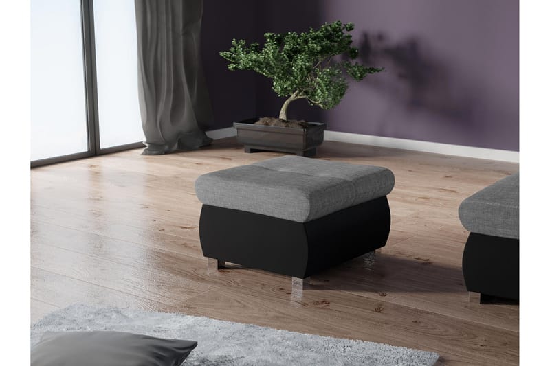 Cerys Fotpall 60 cm - Ljusgrå/Svart - Products - Möbler - Fåtölj & stolar - Pall & puff - Fotpallar