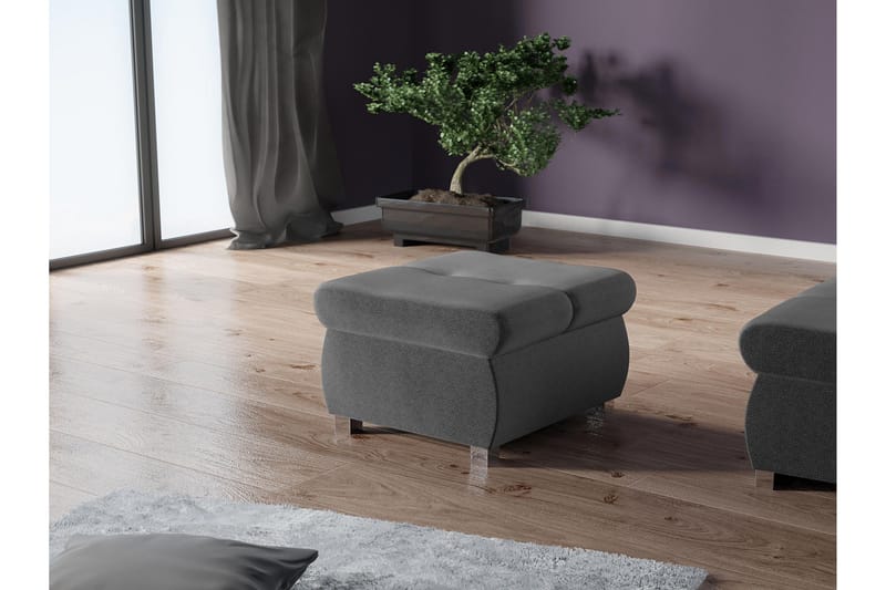 Cerys Fotpall 60 cm - Mörkgrå - Products - Möbler - Fåtölj & stolar - Pall & puff - Fotpallar