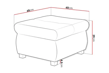 Cerys Fotpall 60 cm - Vit/Mörkgrå - Products - Möbler - Fåtölj & stolar - Pall & puff - Fotpallar