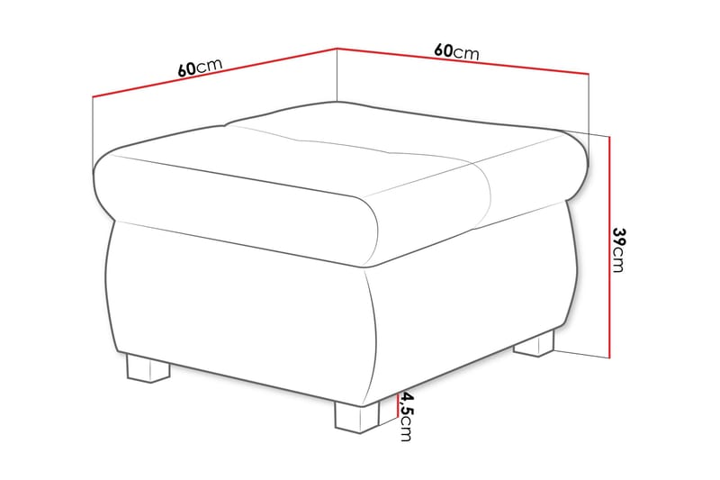 Cerys Fotpall 60 cm - Vit/Mörkgrå - Products - Möbler - Fåtölj & stolar - Pall & puff - Fotpallar