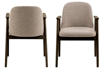 Reciclar Matstol i Bouclé med armstöd i ek trä - Mörkbrun/Greige - Products - Möbler - Fåtölj & stolar - Karmstol