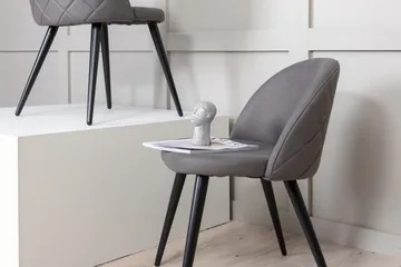 Velvet Stitches Matstol - Grå/Svart - Products - Möbler - Fåtölj & stolar - Matstol & köksstol