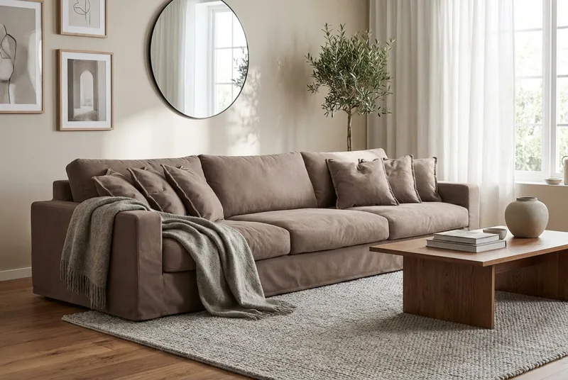 Valencia Extra Djup 5-sits Soffa med avtagbar och tvättbar klädsel - Mörkbrun - Products - Möbler - Soffa