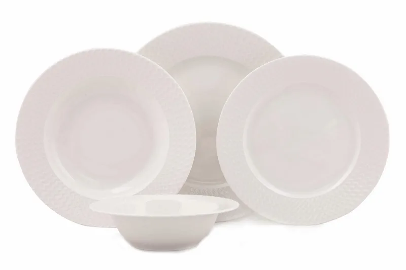 Adine Middagsservis 24 Delar Porslin - Vit - Products - Servering & matlagning - Porslin