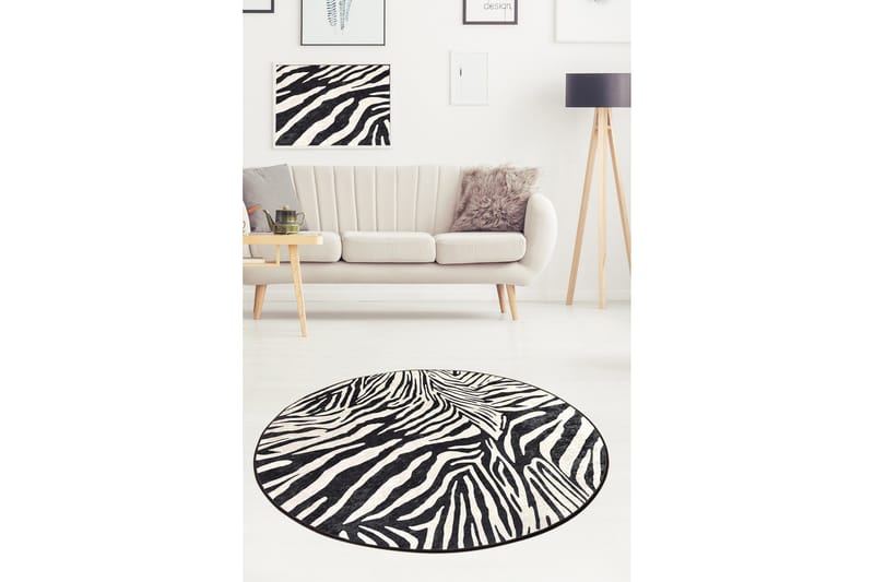Ulphe Matta Rund 100 cm - Zebra/Sammet - Products - Textil & mattor - Matta - Modern matta - Wiltonmatta