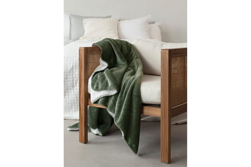 Pläd Sherpa 130 x 170 cm - Grön - Products - Textil & mattor - Filt & pläd