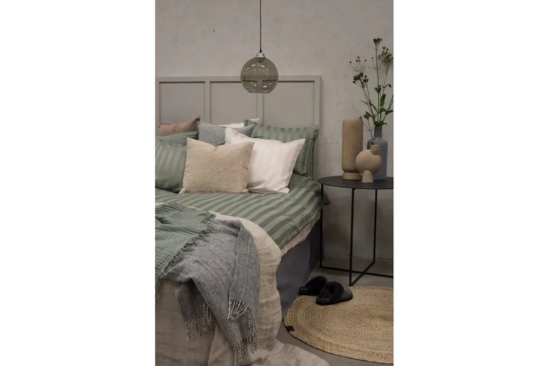 Påslakanset Dubbelsäng 3-Dels Satin - Grön - Products - Textil & mattor - Sängkläder - Bäddset & påslakanset - Påslakanset dubbelsäng