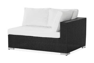 Bahamas Vänstermodul utomhus 140 cm i konstrotting - Svart / Vita dynor - Products - Utemöbler & utemiljö - Övrigt utemöbler - Moduler utesoffa - Vänstermodul utesoffa