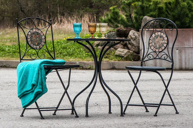 Mosaic Runt Sidobord och Blombord Utomhus 60 cm Mosaik - Mörkgrå/Brun - Products - Utemöbler & utemiljö - Balkong & altan - Balkongmöbler - Balkongbord