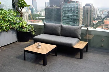 Portals 2-sits Utesoffa - Teak/Svart - Products - Utemöbler & utemiljö - Balkong & altan - Balkongmöbler - Balkongsoffa