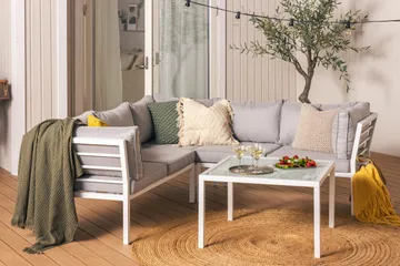 Ariany Hörnsoffa - Vit / Grå dynor - Products - Utemöbler & utemiljö - Loungemöbler - Loungesoffor