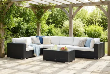 Bahamas L-formad utesoffa höger, 7-sits med bord - Svart - Products - Utemöbler & utemiljö - Loungemöbler - Loungeset & loungegrupp