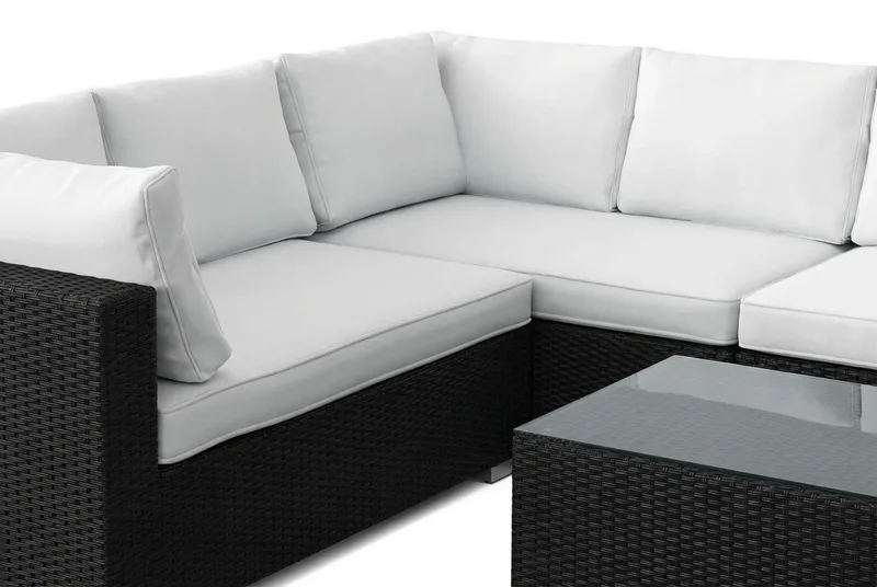 Bahamas L-formad utesoffa höger, 7-sits med bord - Svart - Products - Utemöbler & utemiljö - Loungemöbler - Loungeset & loungegrupp