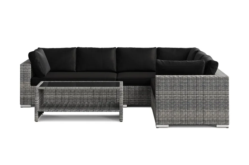 Bahamas L-formad utesoffa vänster, 6-sits med bord och hylla - Grå - Products - Utemöbler & utemiljö - Loungemöbler - Loungeset & loungegrupp