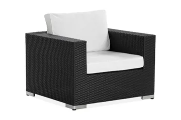 Bahamas Loungefåtölj utomhus i konstrotting för Uteplats och Trädgård - Svart / Vita dynor - Products - Utemöbler & utemiljö - Loungemöbler - Loungestol utomhus