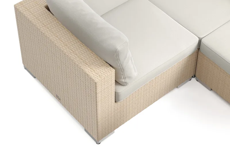 Bahamas U-formad utomhus loungegrupp 8-sits med vändbar divan och bord med hylla - Beige - Products - Utemöbler & utemiljö - Loungemöbler - Loungeset & loungegrupp