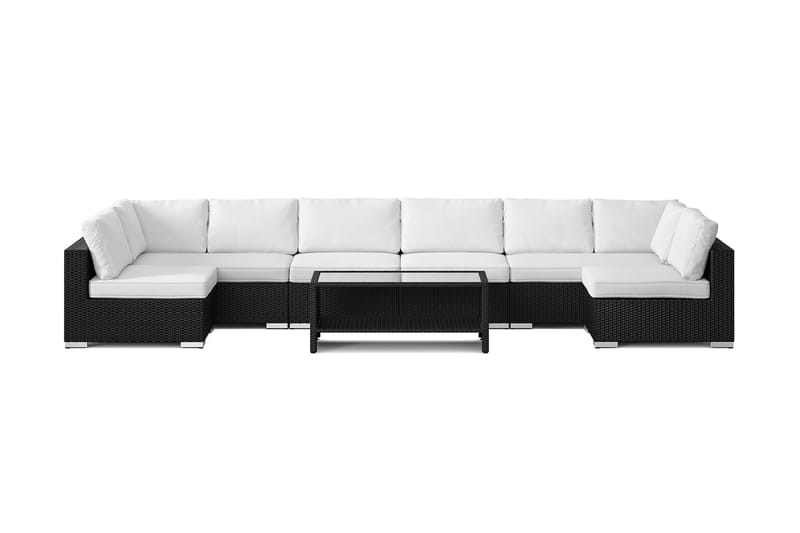 Bahamas U-formad utomhus loungegrupp med öppet avslut, 8-sits med bord och hylla - Svart - Products - Utemöbler & utemiljö - Loungemöbler - Loungeset & loungegrupp