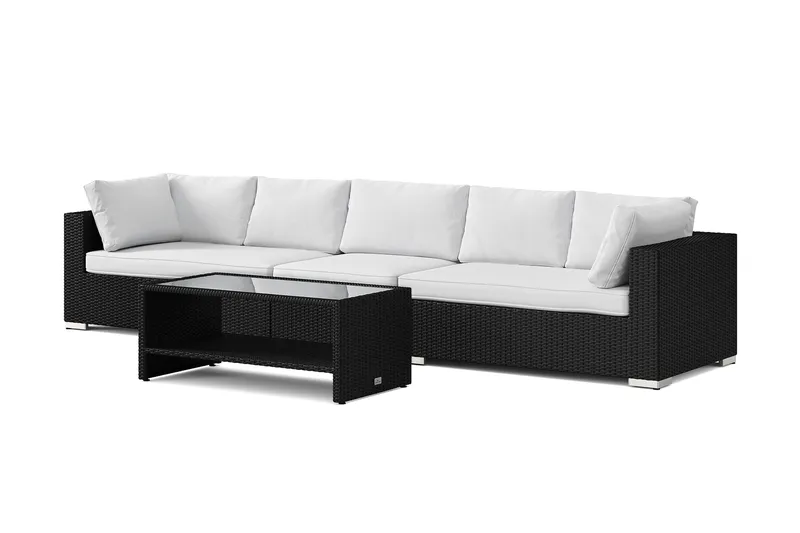 Bahamas utesoffa 5-sits med bord och hylla, Svart