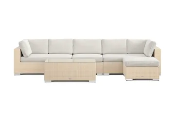 Bahamas utomhus divansoffa 6-sits med vändbar divan och bord - Beige - Products - Utemöbler & utemiljö - Loungemöbler - Loungeset & loungegrupp