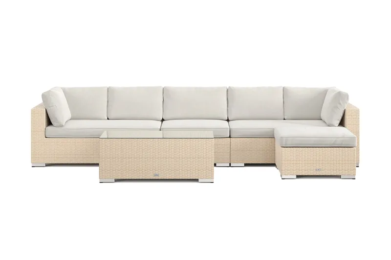 Bahamas utomhus divansoffa 6-sits med vändbar divan och bord - Beige - Products - Utemöbler & utemiljö - Loungemöbler - Loungeset & loungegrupp