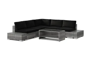 Bahamas utomhus hörnsoffa 5-sits vändbar med öppet avslut och bord med hylla, Grå