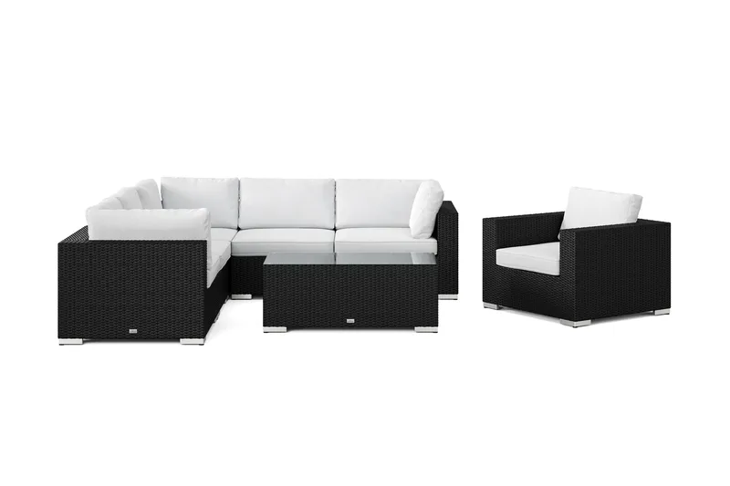 Bahamas utomhus hörnsoffa 6-sits vändbar med fåtölj och bord - Svart - Products - Utemöbler & utemiljö - Loungemöbler - Loungeset & loungegrupp