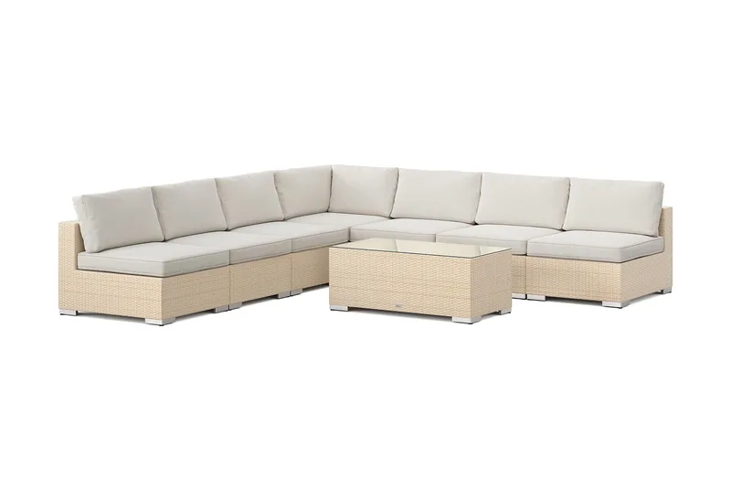 Bahamas utomhus hörnsoffa 7-sits vändbar med öppet avslut och bord - Beige - Products - Utemöbler & utemiljö - Loungemöbler - Loungeset & loungegrupp
