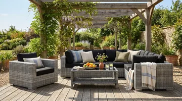 Bahamas utomhus L-soffa vänster 7-sits med fåtölj och bord med hylla - Grå - Products - Utemöbler & utemiljö - Loungemöbler - Loungeset & loungegrupp