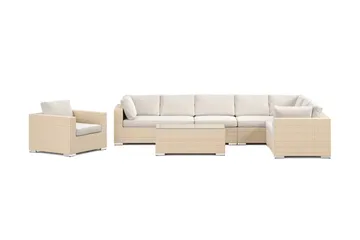 Bahamas utomhus L-soffa vänster 8-sits med fåtölj och bord - Beige - Products - Utemöbler & utemiljö - Loungemöbler - Loungeset & loungegrupp