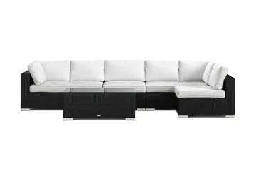 Bahamas utomhus loungegrupp 6-sits med vändbar schäslong och bord - Svart - Products - Utemöbler & utemiljö - Loungemöbler - Loungeset & loungegrupp