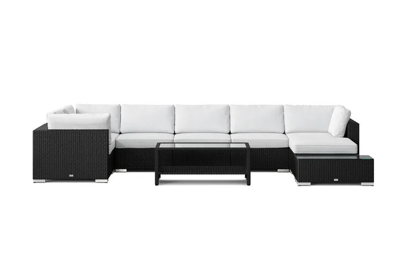 Bahamas utomhus U-soffa 7-sits vändbar divan med öppet avslut och bord med hylla - Svart - Products - Utemöbler & utemiljö - Loungemöbler - Loungeset & loungegrupp