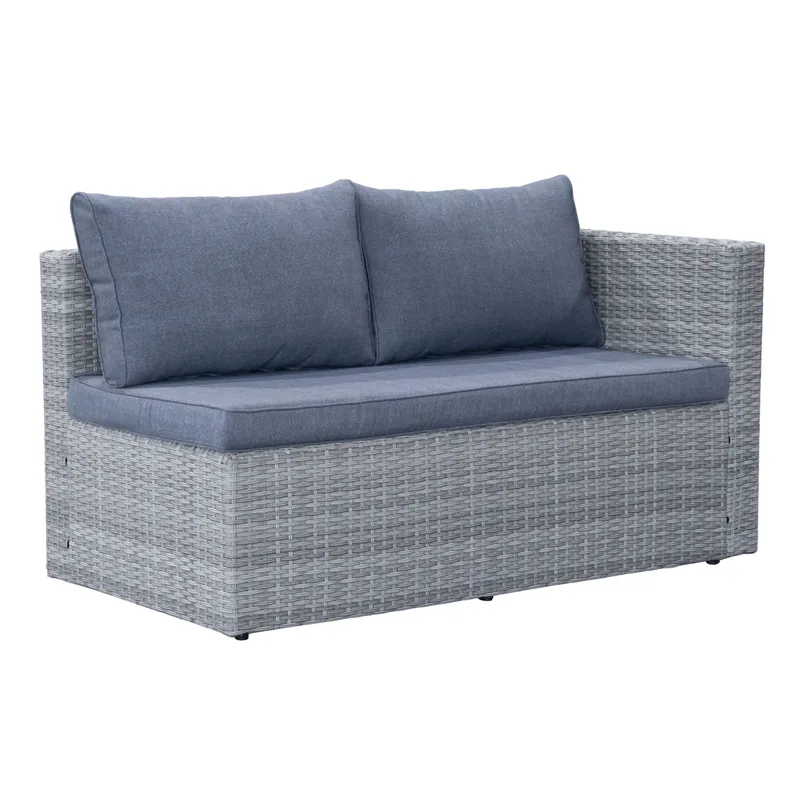 Mendoza l-formad 4-sits soffgrupp i konstrotting för altan och terrass - Grå / Blåa dynor - Products - Utemöbler & utemiljö - Loungemöbler - Loungeset & loungegrupp