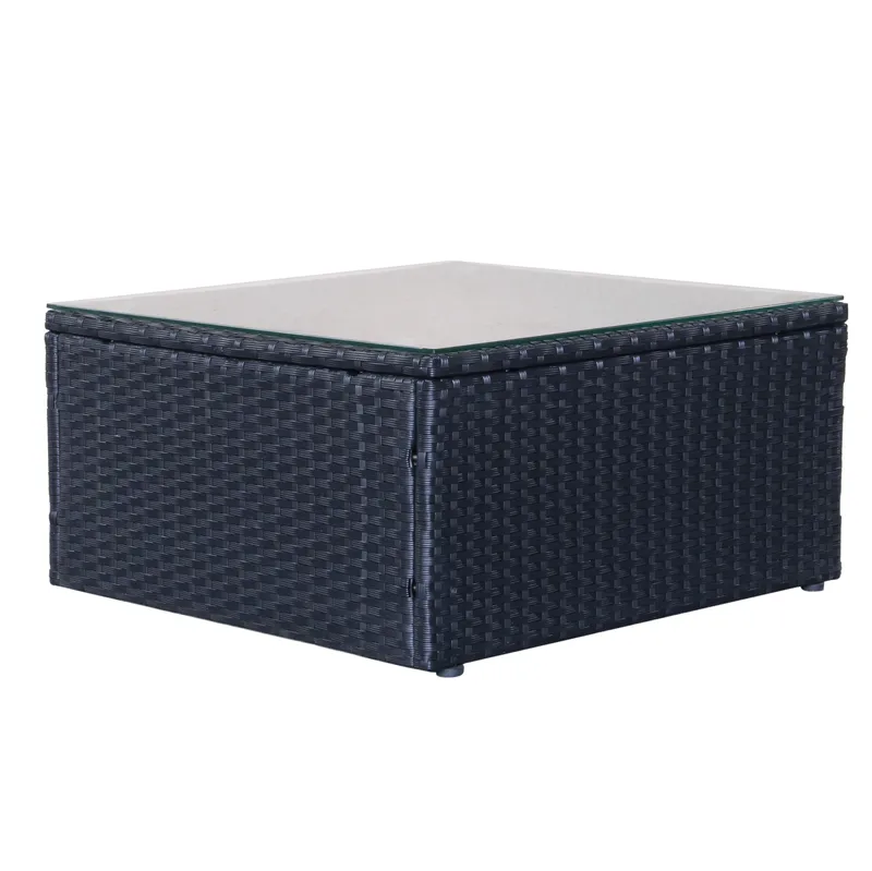 Mendoza l-formad 4-sits soffgrupp i konstrotting för altan och terrass - Svart / Vita dynor - Products - Utemöbler & utemiljö - Loungemöbler - Loungeset & loungegrupp