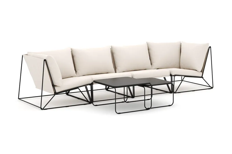 Usteryd utomhus rak 4-sits soffa - Svart/Beige - Products - Utemöbler & utemiljö - Loungemöbler - Loungesoffor