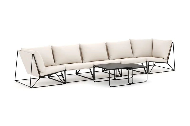 Usteryd utomhus rak 5-sits soffa - Svart/Beige - Products - Utemöbler & utemiljö - Loungemöbler - Loungeset & loungegrupp