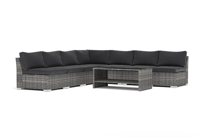 Wisconsin utomhus hörnsoffa 7-sits vändbar med öppet avslut, Grå