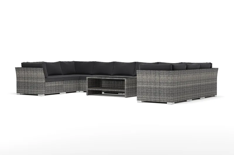 Wisconsin utomhus U-soffa 10-sits med stängt avslut, Grå