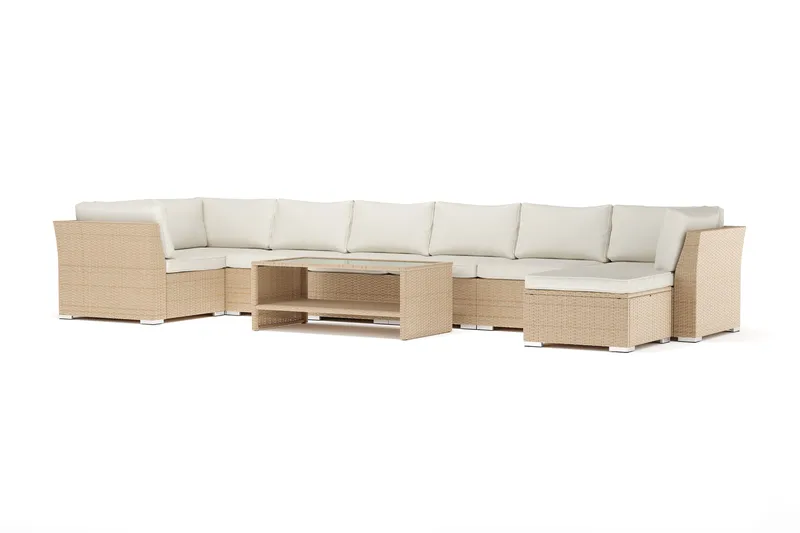 Wisconsin utomhus U-soffa 8-sits med vändbar divan, Beige